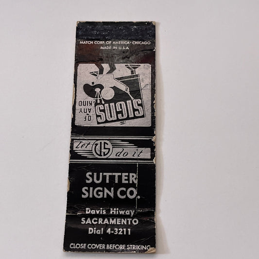 Sutter Sign Co Sacramento CA Vintage Matchbook Cover TB6-MB1-15