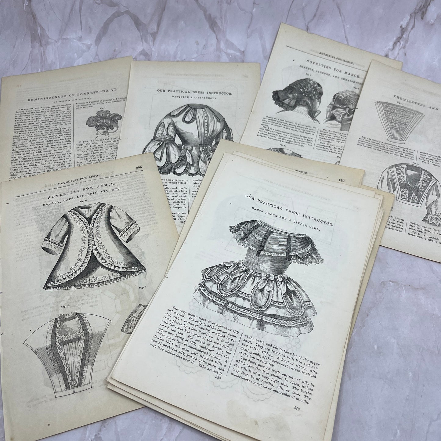 Huge Lot of Original Assorted Fashion Plates From 1857 Godey's Book TH9-MG5