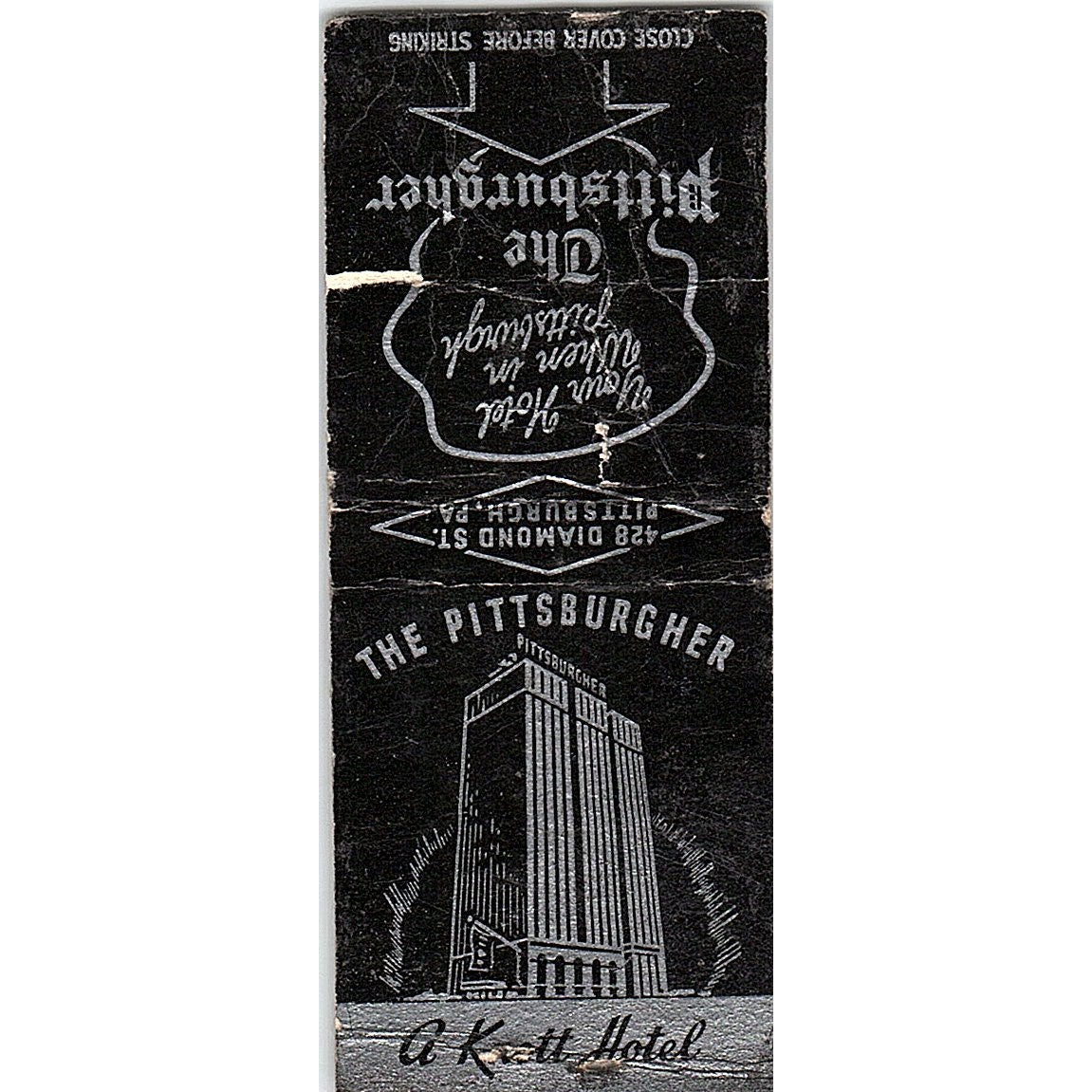 The Pittsburgher Hotel Vintage Matchbook Cover SC7-Y1