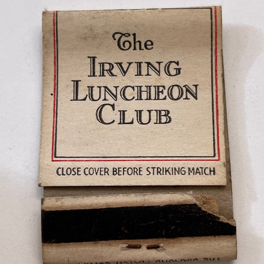 The Irving Luncheon Club Trust Co 1 Wall St NY Vintage Matchbook Cover TB8-MB3-8