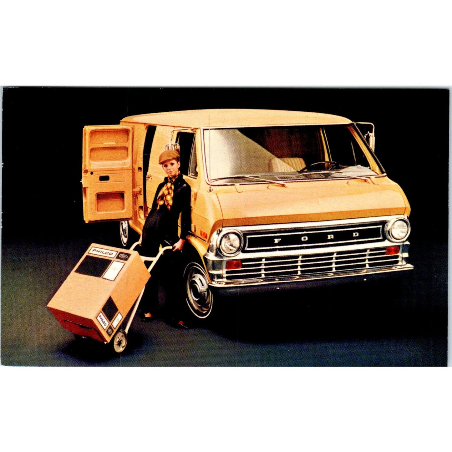 1971 Ford Econoline Van Yellow Promo Vintage Postcard PC11