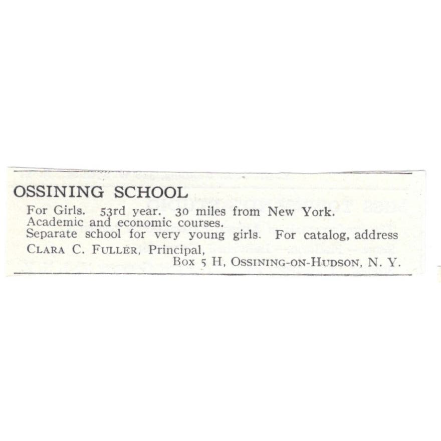 Ossining School for Girls Clara C. Fuller Ossining on Hudson NY c1918 Ad AE5-SV1