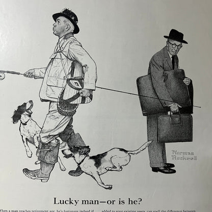 Lucky Man - Or Is He? Norman Rockwell MA Mutual Life Vtg Magazine Ad 10x14 V7