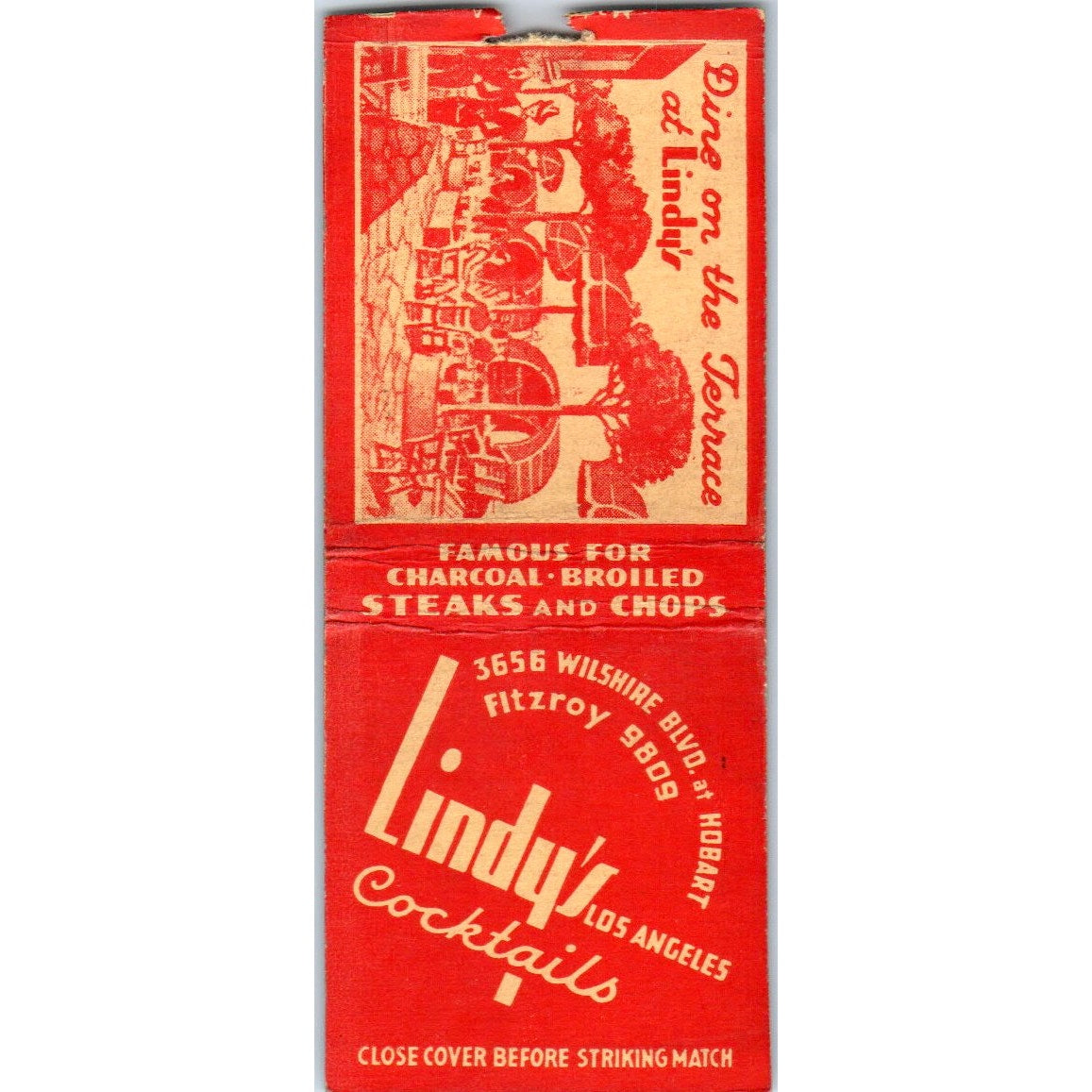 Lindy's Los Angeles Cocktails CA Vintage Matchbook Cover SD4-Y4