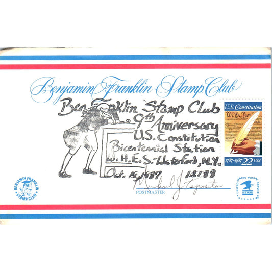 1987 Benjamin Franklin Stamp Club Cover Letter and Postal Cover AB6-TZ