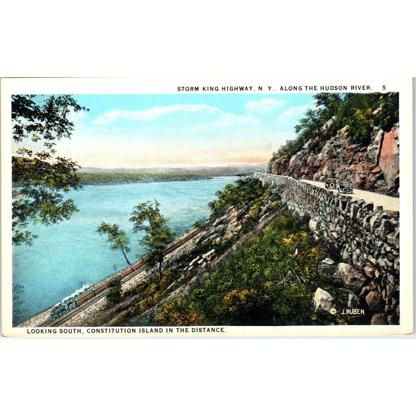 Storm King Hwy Looking South Constitution Island New York Vintage Postcard PD3