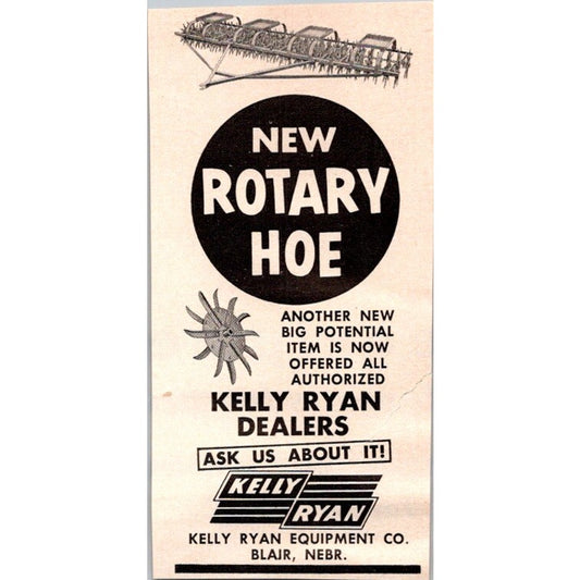 1957 Kelly Ryan Equipment Co Rotary Hoe Blair Nebraska Ad AI2-M5