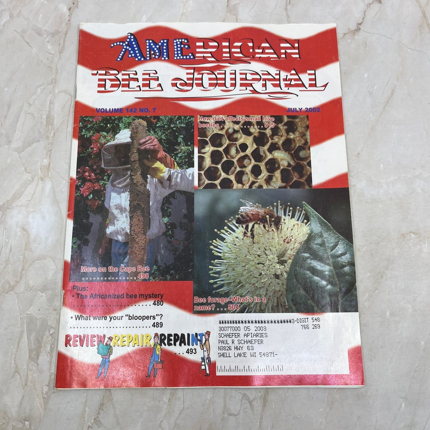 2002 July American Bee Journal Magazine Bees Beekeeping Honey M8