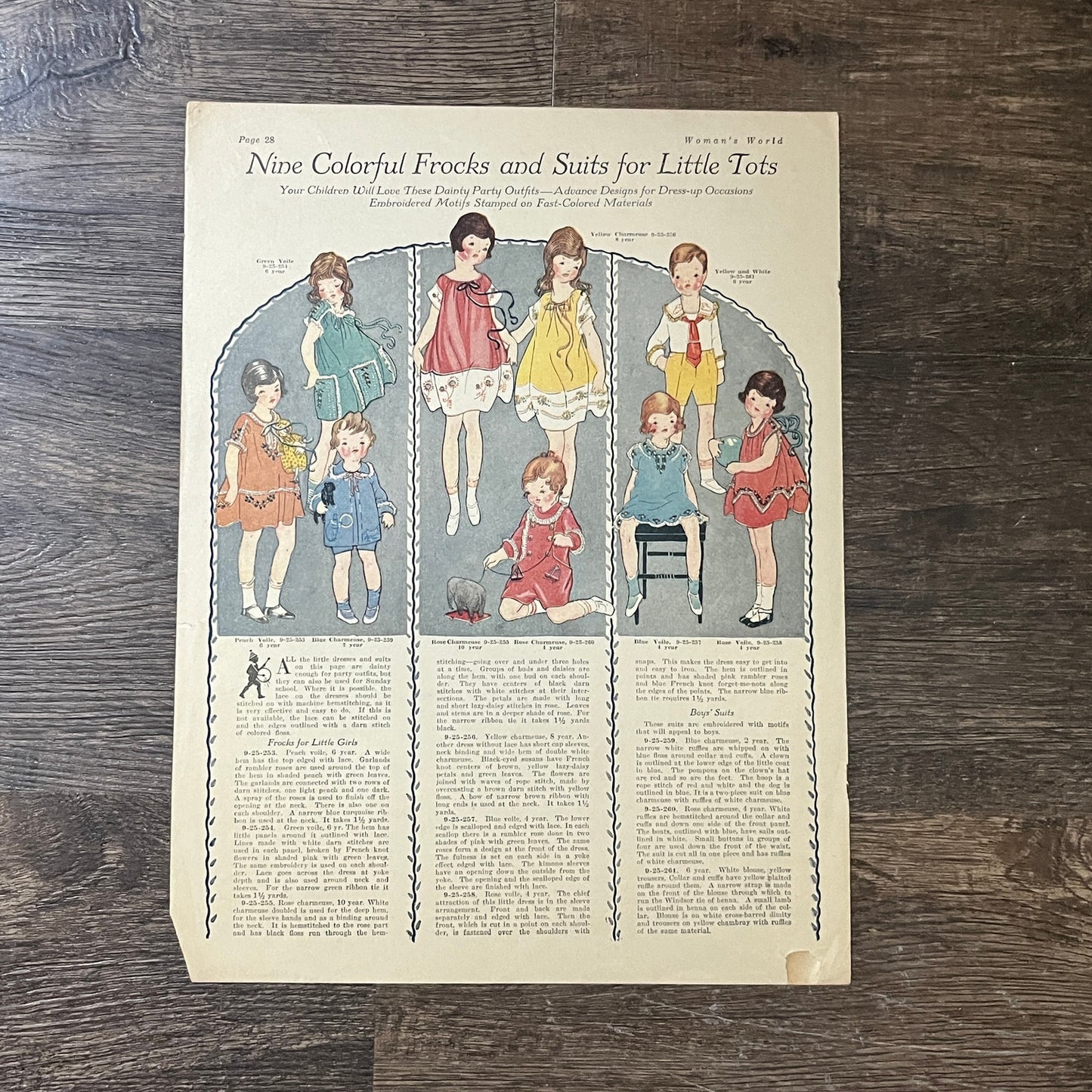 1925 Nine Colorful Frocks & Suits for Little Tots Vtg Magazine Article 10x13 V8