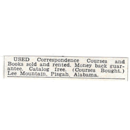 Used Correspondence Courses - Lee Mountain, Pisgah AR 1955 Ad AG1-S9