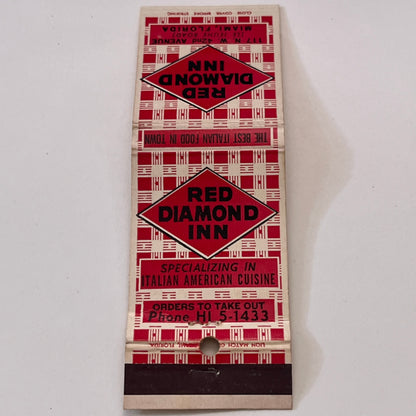 Red Diamond Inn Italian Cuisine Miami FL Vintage Matchbook Cover TB6-MB1-10