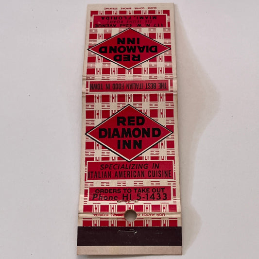 Red Diamond Inn Italian Cuisine Miami FL Vintage Matchbook Cover TB6-MB1-10
