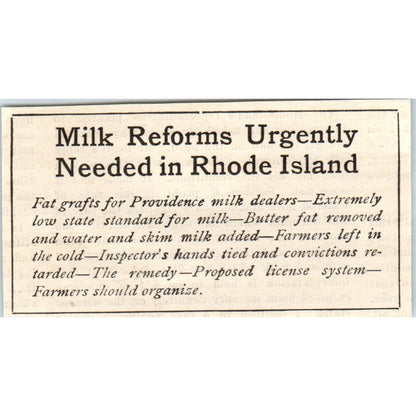 Milk Reforms Urgently Needed in Rhode Island 1905 Magazine Ad AF1-NH2