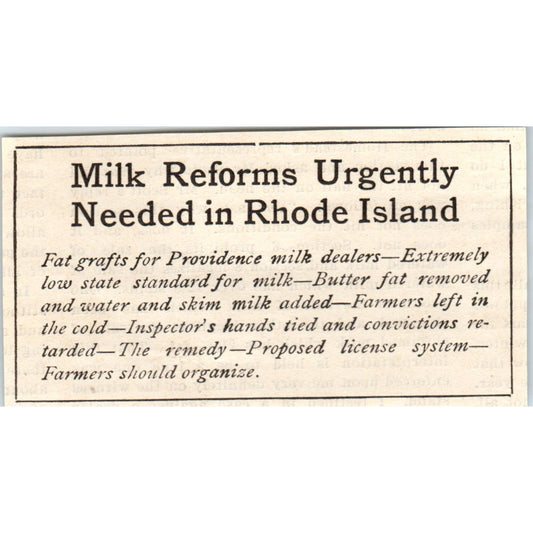 Milk Reforms Urgently Needed in Rhode Island 1905 Magazine Ad AF1-NH2