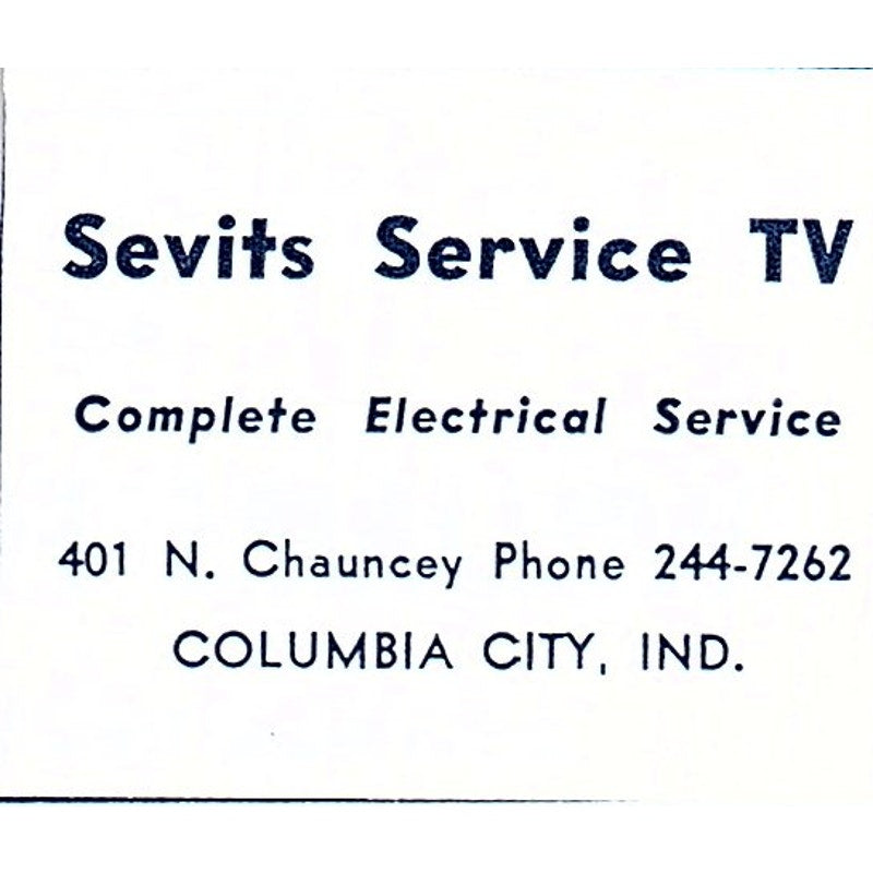 Sevits Service TV 401 N. Chauncey Columbia City Indiana 1964 Ad AG1-S17