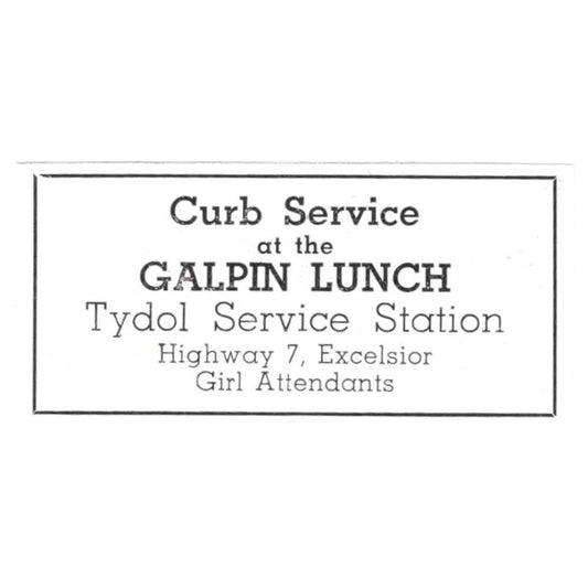 Galpin Lunch Tydol Service Station Hwy 7 Excelsior MN 1940 Magazine Ad AF1-SS5