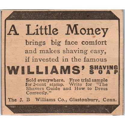 The J.B. Williams Co Shaving Soap Glastonbury CT 1905 Magazine Ad AF1-NH3