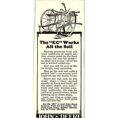 John Deere "KC" Farming Machinery Moline IL 1924 Ad AG3-H2