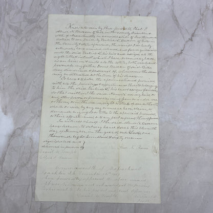 1861 Handwritten Loan Contract Abner N. Bascom Ezekiel Bascom Massachusetts AE6