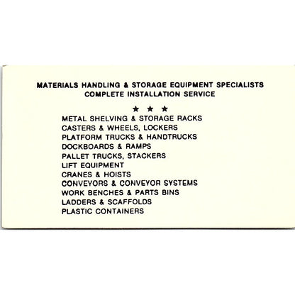 Southwestern Materials Handling Co. Jim Novak Houston TX Business Card SB4-B10