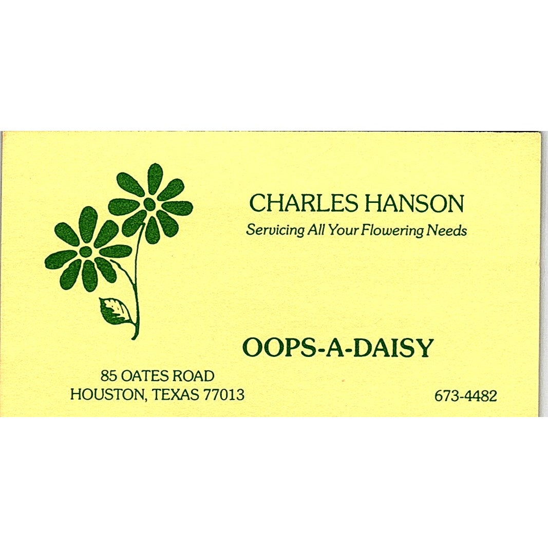 Oops-A-Daisy Servicing All Your Flowering Needs Houston, TX Business Card SF3-B8