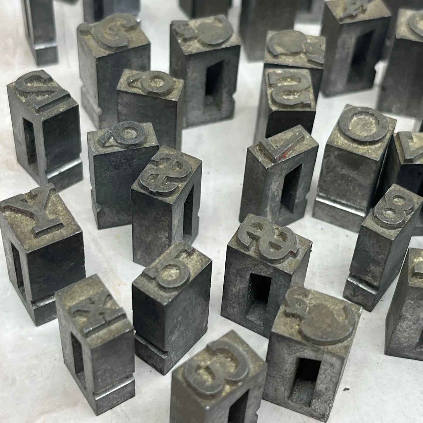 Huge Lot of Vintage Letterpress Printers Block Plates - Mostly Letters, Numbers TG8