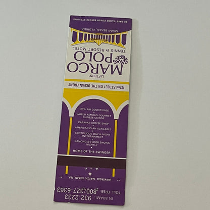 Lifters' Marco Polo Tennis Resort & Motel Miami Beach Matchbook Cover MM5-9