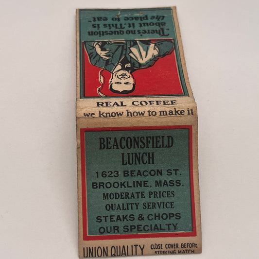 Beaconsfield Lunch Beacon St Brookline MA Vintage Matchbook Cover TB8-MB2-3
