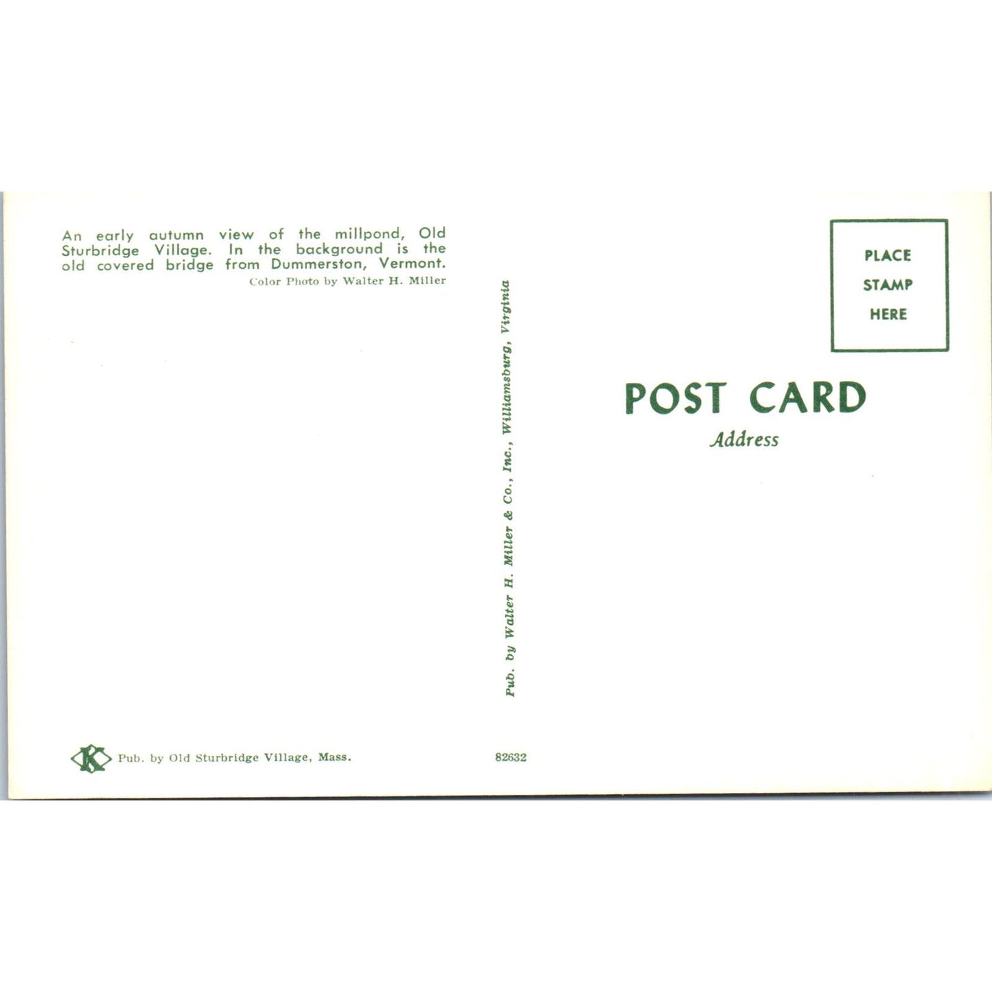 Old Sturbridge Village Dummerston VT Vintage Covered Bridge Postcard PC11