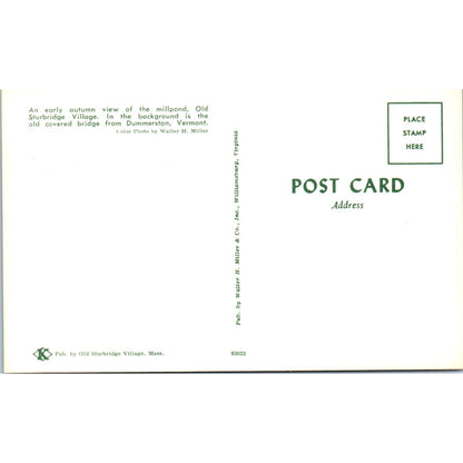 Old Sturbridge Village Dummerston VT Vintage Covered Bridge Postcard PC11