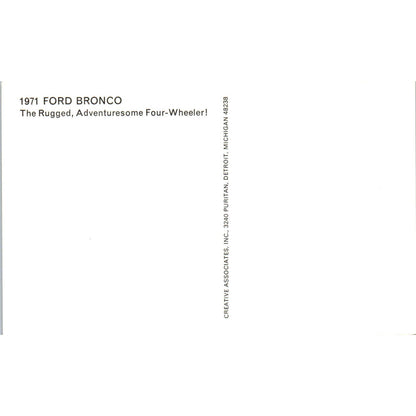 1971 Ford Bronco Red Promo Vintage Postcard PC11
