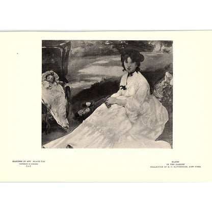 In the Garden - Manet - 1908 Litho Art Print AF4-3