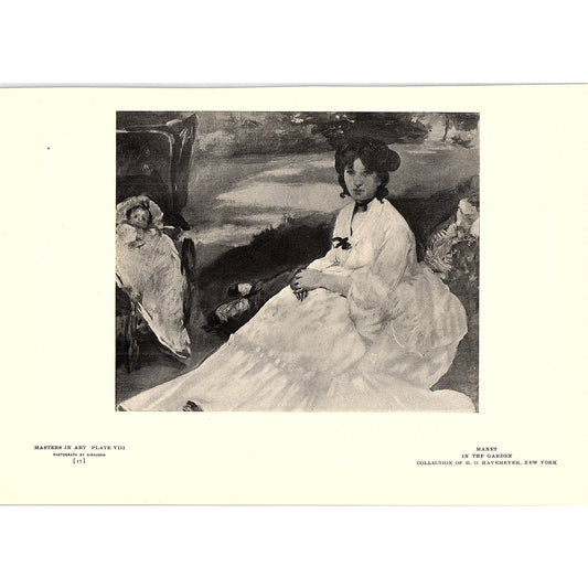 In the Garden - Manet - 1908 Litho Art Print AF4-3
