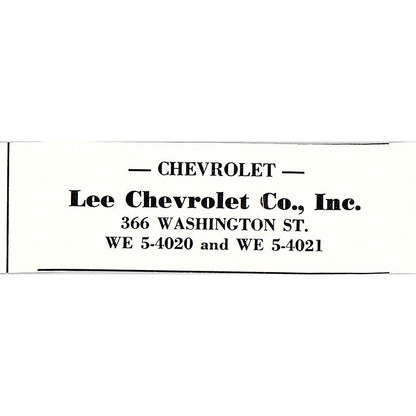 Lee Chevrolet Co Inc 366 Washington St. Boston 1950 Ad AF6-M5