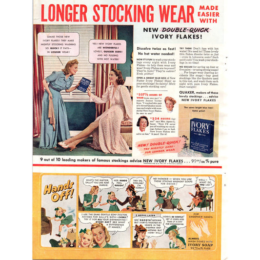 Ivory Soap Flakes Longer Stocking Wear Vintage Magazine Ad D10
