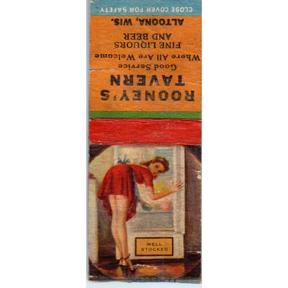 Rooney's Tavern Altoona Wisconsin Pinup Vintage Matchbook Cover SD4-Y8