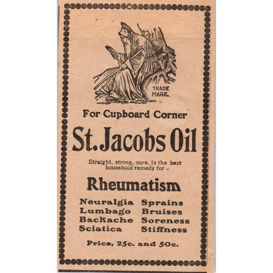 St. Jacobs Oil for Rheumatism Cupboard Corner 1905 Magazine Ad AF1-NH4