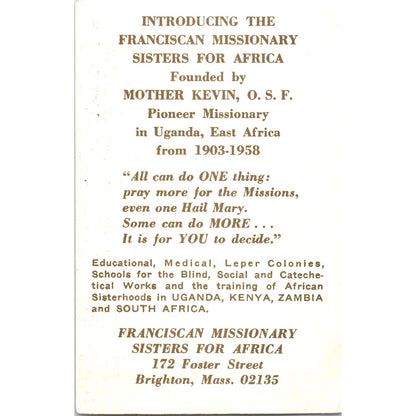 Blessing of St. Francis Mother Kevin Pioneer Missionary Vintage Card TH2-PC1