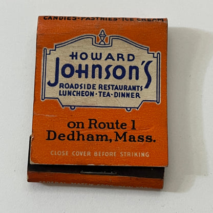 Howard Johnson's on Route 1 Dedham MA Vintage Matchbook Cover TB6-MB1-3