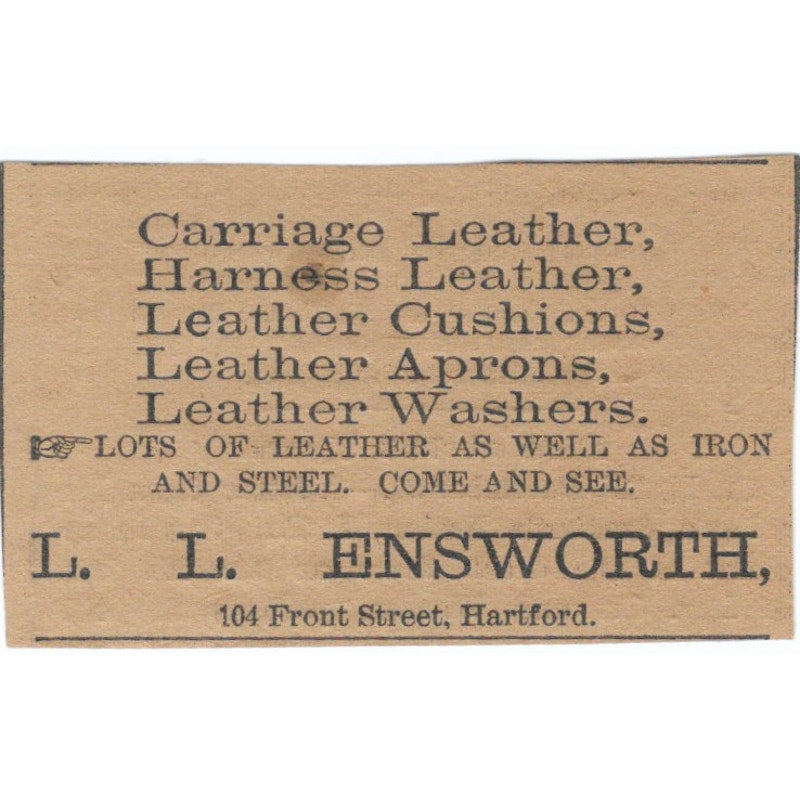 L.L. Ensworth Leather Goods Front Street Hartford 1886 Newspaper Ad AF7-SS8