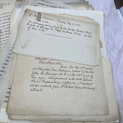 c1920-40s Huge Genealogy Lot of Documents Baltimore Maryland Area TA9