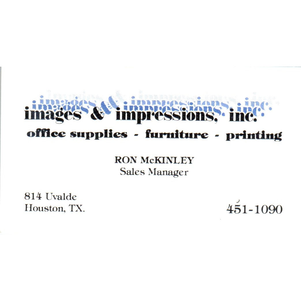 Ron McKinley Post Images & Impressions Inc Houston Vintage Business Card SE3-B5