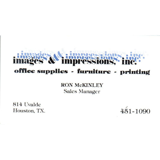 Ron McKinley Post Images & Impressions Inc Houston Vintage Business Card SE3-B5