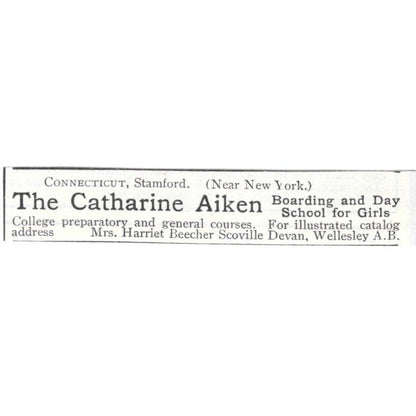 Catherine Aiken Girls Boarding School Stamford CT 1903 Magazine Ad AF7-SS5