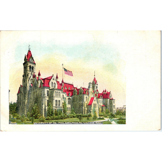 c1906 University of Philadelphia PA College Hall Antique Postcard PE1