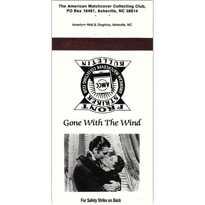 Gone With the Wind Clark Gable Vivien Leigh Kiss Matchcover 1995 MM4-10