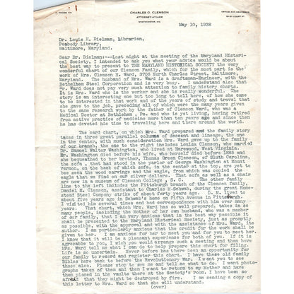 1938 Charles O. Clemson Attorney Westminster MD - Louis H. Dielman D18