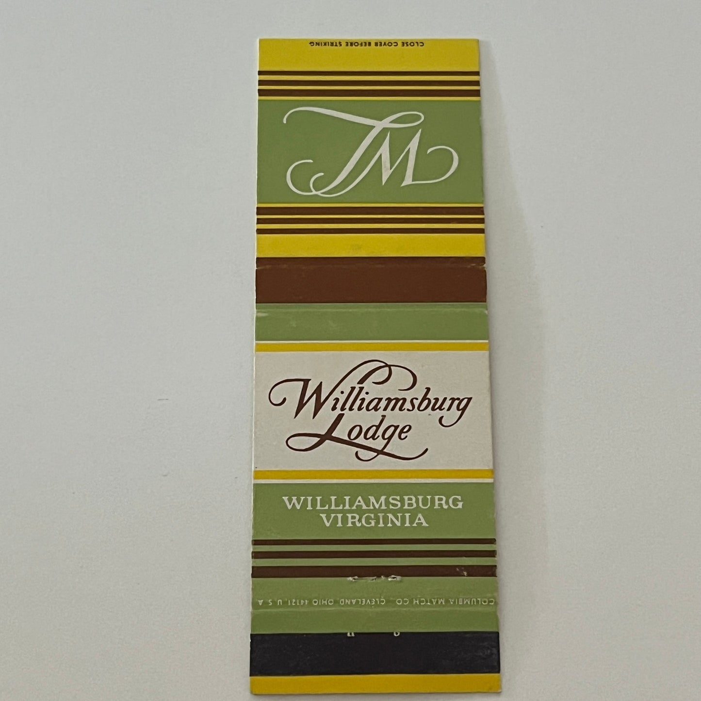 Williamsburg Lodge Virginia Matchbook Cover TB6-MB2-4
