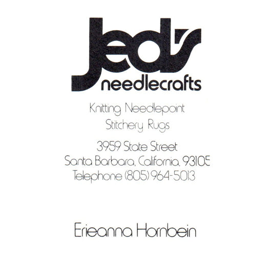 Jed's Needlecraft Erieanna Hornbein Santa Barbara Vintage Business Card SF3-B1