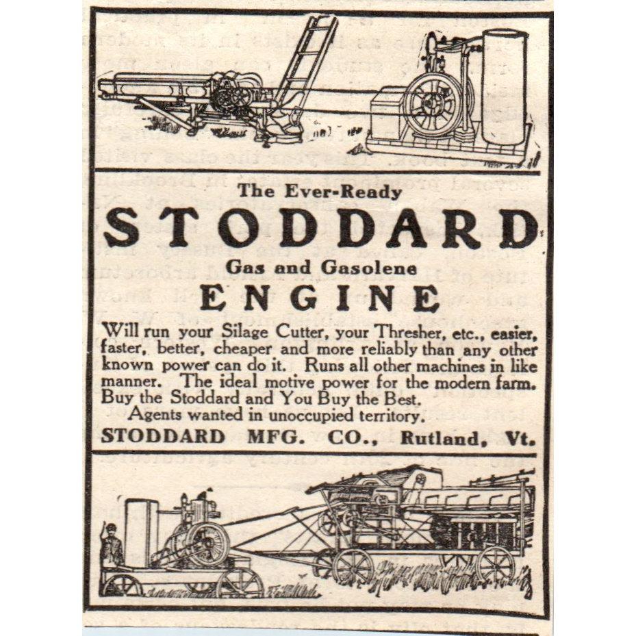 The Stoddard Gas Engine Rutland VA 1905 Magazine Ad AF1-NH2